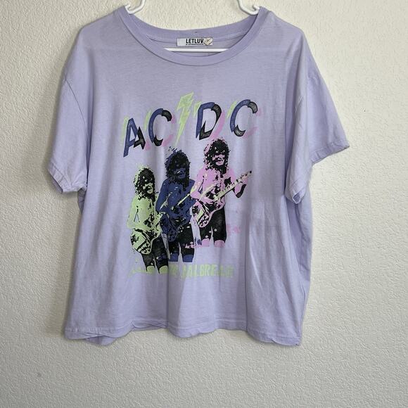 Anthropologie LeLuv Size XL ACDC Graphic Band Tour Tee Rock USA Cotton New Af17 - Picture 4 of 10
